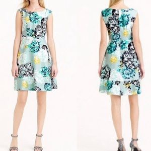 J. Crew Teal Aquatic Floral Silk Dress Sleeveless 6